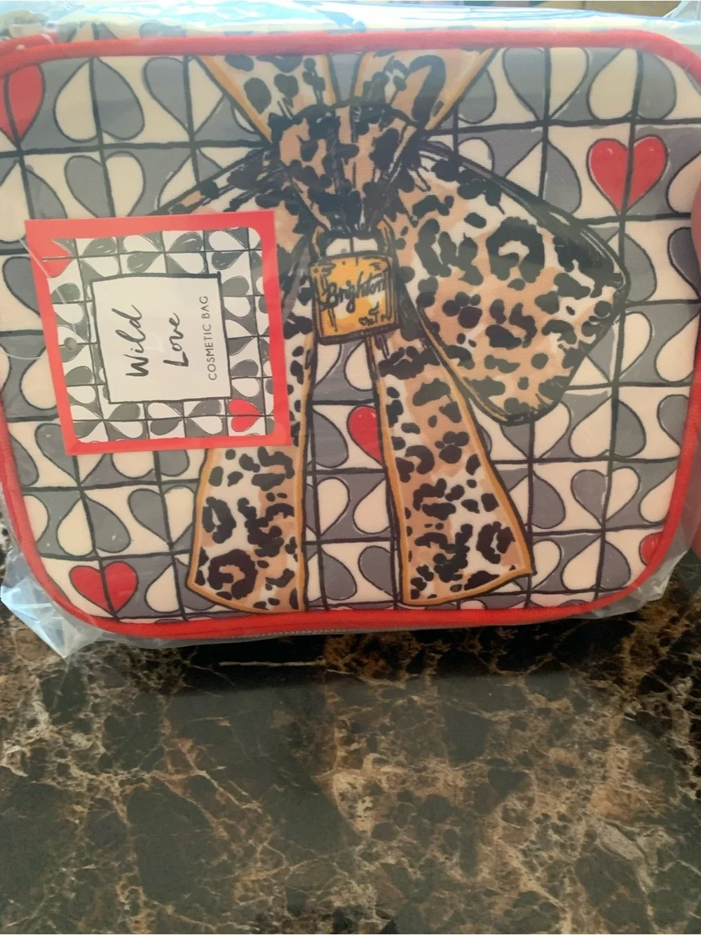 Brighton - Jewelry Case GWP - Gray and Red Heart Print